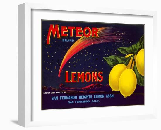 Meteor Lemon Crate Label-null-Framed Art Print