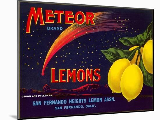 Meteor Lemon Crate Label-null-Mounted Art Print