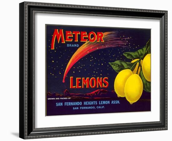 Meteor Lemon Crate Label-null-Framed Art Print