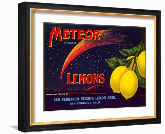 Meteor Lemon Crate Label-null-Framed Art Print