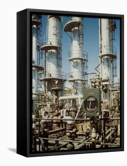 Meter in Fore of Fractionating Column at Union Oil Co. Refinery Built by Bechtel- Mccone-Parsons-Andreas Feininger-Framed Premier Image Canvas