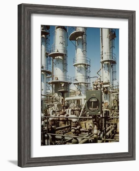 Meter in Fore of Fractionating Column at Union Oil Co. Refinery Built by Bechtel- Mccone-Parsons-Andreas Feininger-Framed Photographic Print