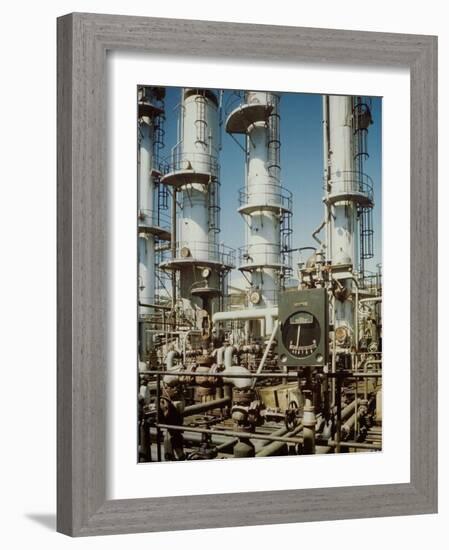 Meter in Fore of Fractionating Column at Union Oil Co. Refinery Built by Bechtel- Mccone-Parsons-Andreas Feininger-Framed Photographic Print