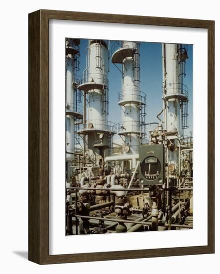 Meter in Fore of Fractionating Column at Union Oil Co. Refinery Built by Bechtel- Mccone-Parsons-Andreas Feininger-Framed Photographic Print