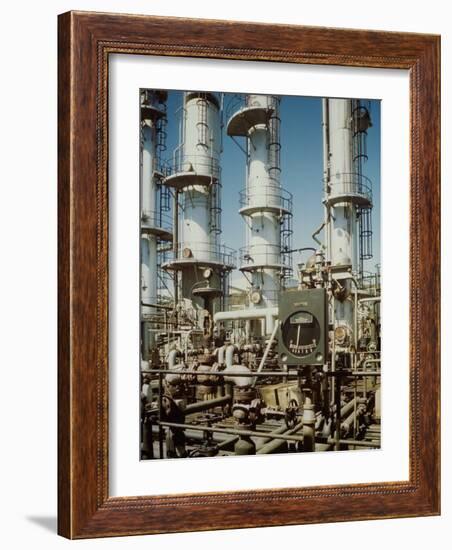 Meter in Fore of Fractionating Column at Union Oil Co. Refinery Built by Bechtel- Mccone-Parsons-Andreas Feininger-Framed Photographic Print