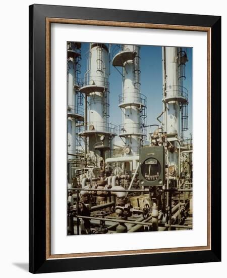 Meter in Fore of Fractionating Column at Union Oil Co. Refinery Built by Bechtel- Mccone-Parsons-Andreas Feininger-Framed Photographic Print