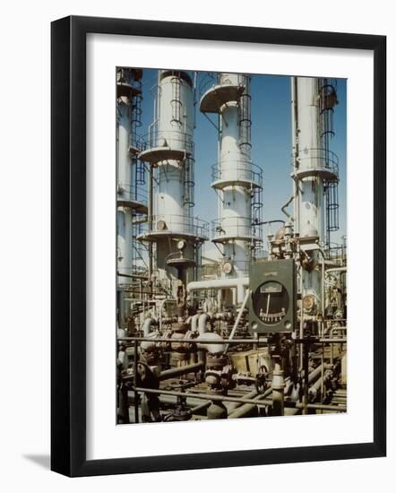 Meter in Fore of Fractionating Column at Union Oil Co. Refinery Built by Bechtel- Mccone-Parsons-Andreas Feininger-Framed Photographic Print