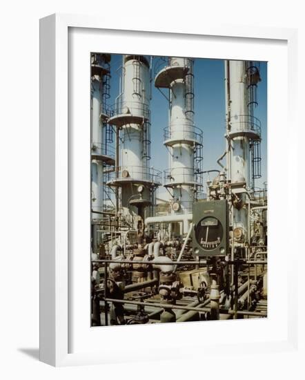 Meter in Fore of Fractionating Column at Union Oil Co. Refinery Built by Bechtel- Mccone-Parsons-Andreas Feininger-Framed Photographic Print