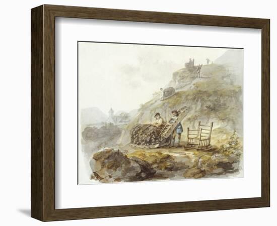 Method of Obtaining Peat from Hills near Mallwyd, C.1792 (W/C, Ink & Pencil on Paper)-Julius Caesar Ibbetson-Framed Giclee Print