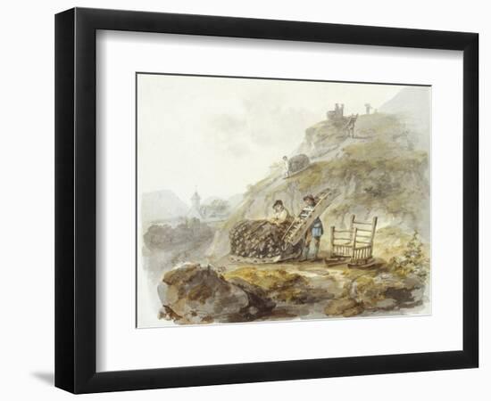 Method of Obtaining Peat from Hills near Mallwyd, C.1792 (W/C, Ink & Pencil on Paper)-Julius Caesar Ibbetson-Framed Giclee Print