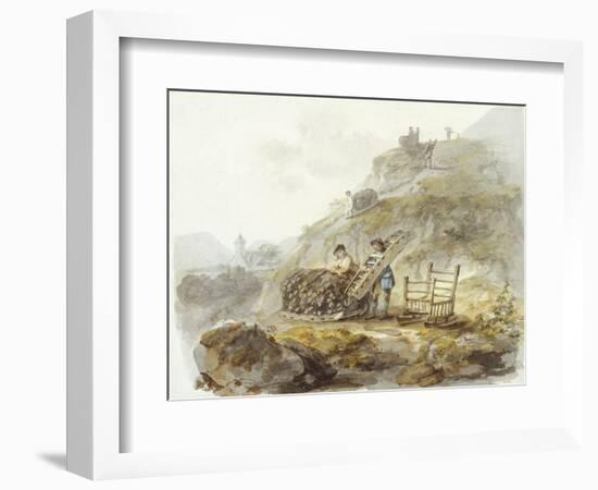 Method of Obtaining Peat from Hills near Mallwyd, C.1792 (W/C, Ink & Pencil on Paper)-Julius Caesar Ibbetson-Framed Giclee Print