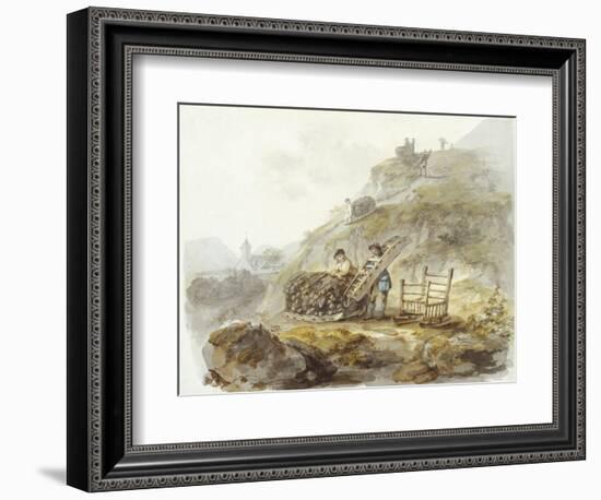 Method of Obtaining Peat from Hills near Mallwyd, C.1792 (W/C, Ink & Pencil on Paper)-Julius Caesar Ibbetson-Framed Giclee Print