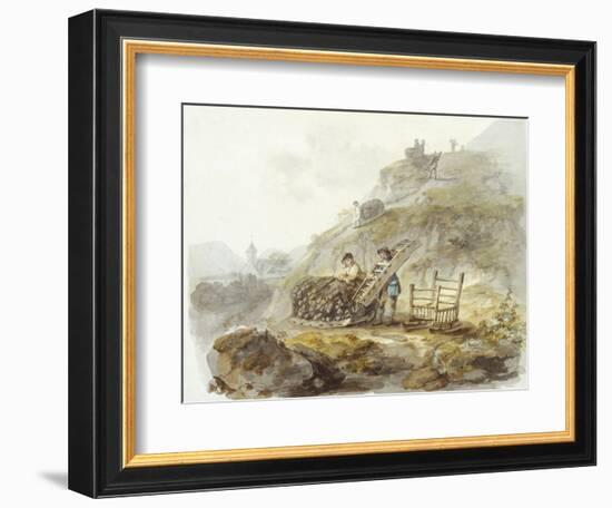 Method of Obtaining Peat from Hills near Mallwyd, C.1792 (W/C, Ink & Pencil on Paper)-Julius Caesar Ibbetson-Framed Giclee Print