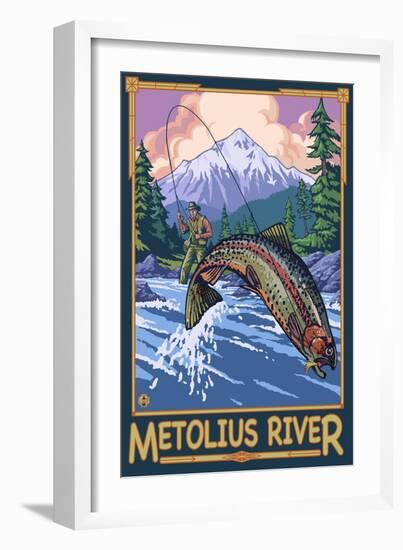 Metolius River Fisherman, Oregon-Lantern Press-Framed Art Print