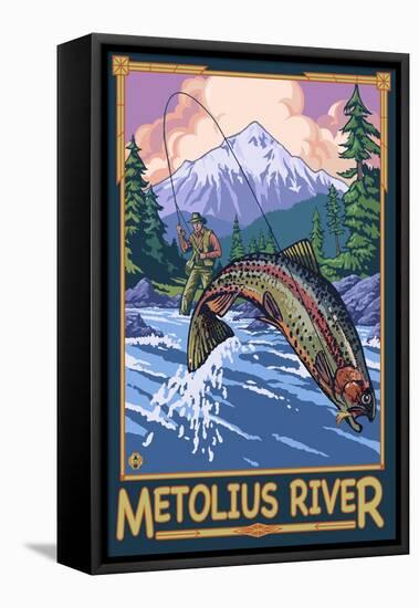 Metolius River Fisherman, Oregon-Lantern Press-Framed Stretched Canvas
