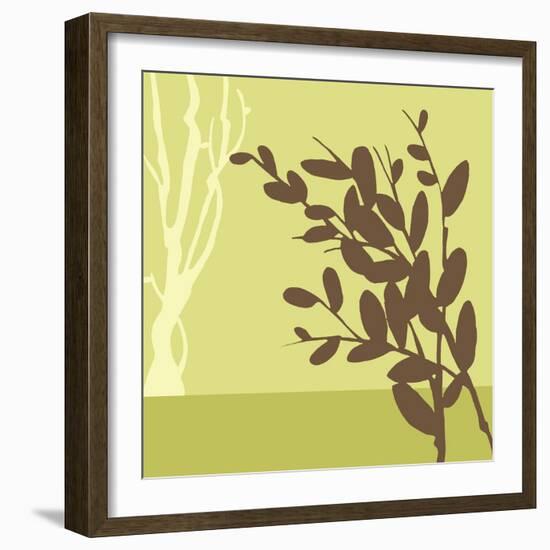 Metro Leaves in Chatreuse II-Erica J. Vess-Framed Art Print