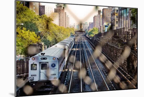 Metro North Train Through Fence-null-Mounted Photo