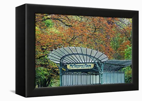 Metro station entrance in autumn, Paris, France-Panoramic Images-Framed Premier Image Canvas