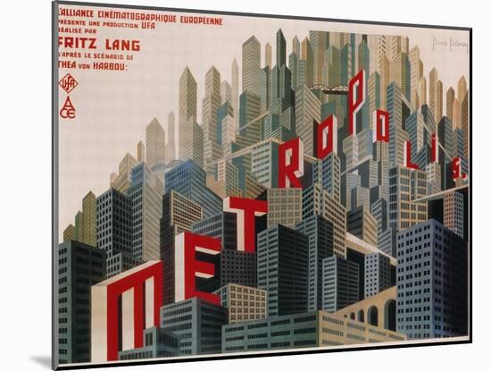 Metropolis, French Movie Poster, 1926-null-Mounted Art Print