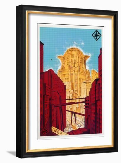 Metropolis, German Movie Poster, 1926-null-Framed Premium Giclee Print