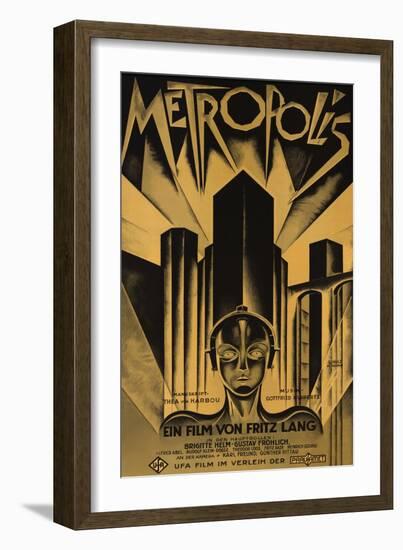 Metropolis, German Movie Poster, 1926-null-Framed Premium Giclee Print