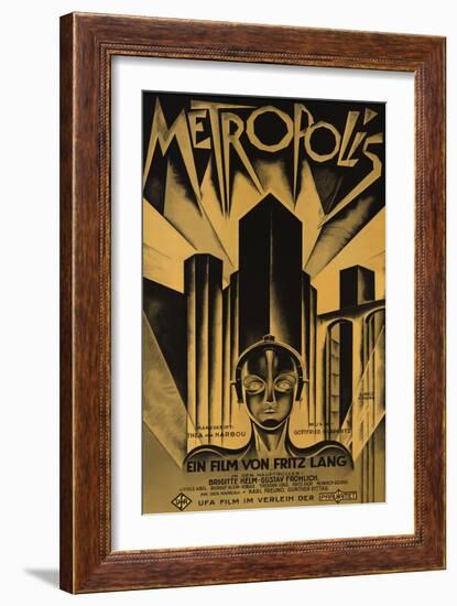 Metropolis, German Movie Poster, 1926-null-Framed Premium Giclee Print