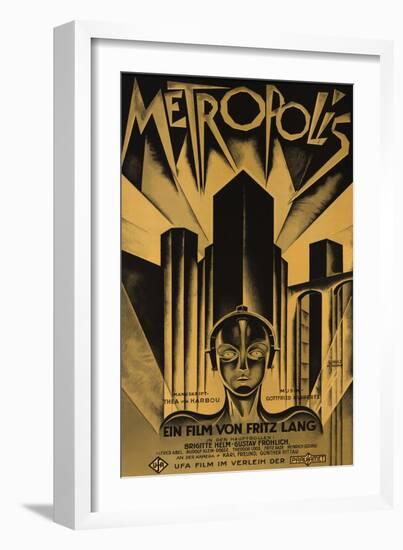 Metropolis, German Movie Poster, 1926-null-Framed Premium Giclee Print