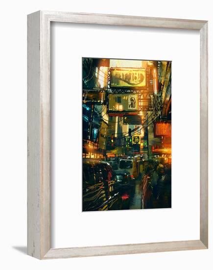 Metropolis Shopping District-null-Framed Art Print