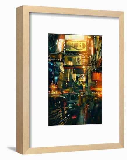 Metropolis Shopping District-null-Framed Art Print