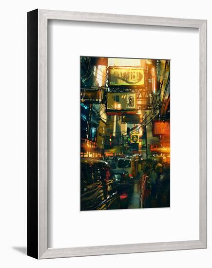 Metropolis Shopping District-null-Framed Art Print