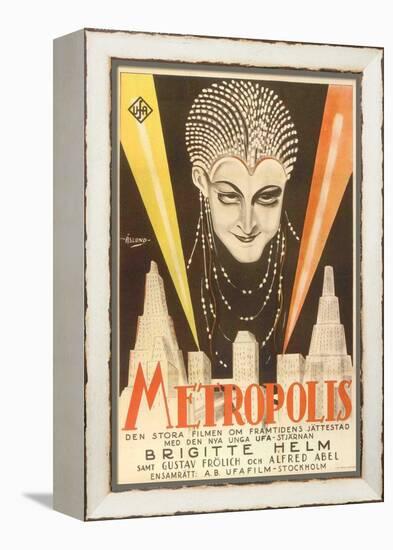 Metropolis, Swedish Movie Poster, 1926-null-Framed Stretched Canvas