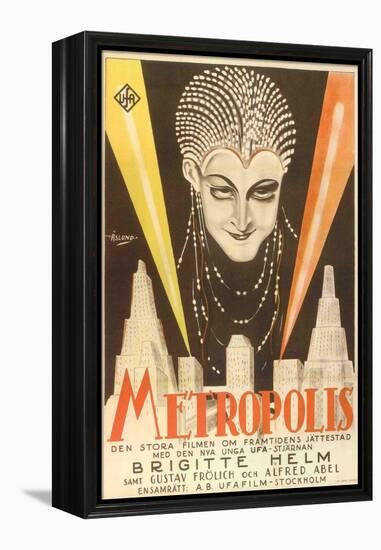 Metropolis, Swedish Movie Poster, 1926-null-Framed Stretched Canvas
