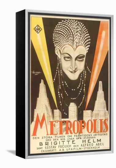 Metropolis, Swedish Movie Poster, 1926-null-Framed Stretched Canvas