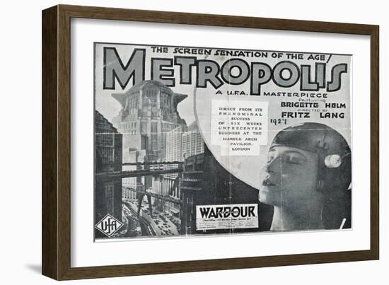 Metropolis, UK Movie Poster, 1926-null-Framed Art Print