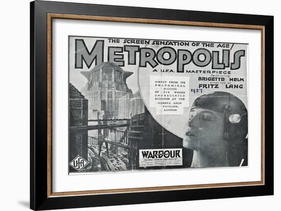 Metropolis, UK Movie Poster, 1926-null-Framed Art Print