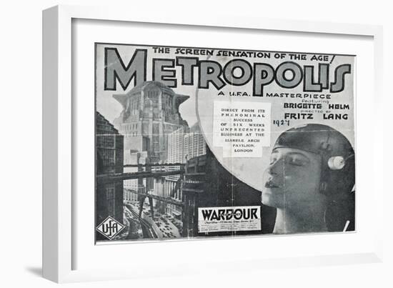 Metropolis, UK Movie Poster, 1926-null-Framed Art Print