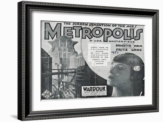 Metropolis, UK Movie Poster, 1926-null-Framed Art Print