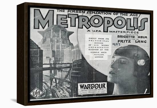 Metropolis, UK Movie Poster, 1926-null-Framed Stretched Canvas