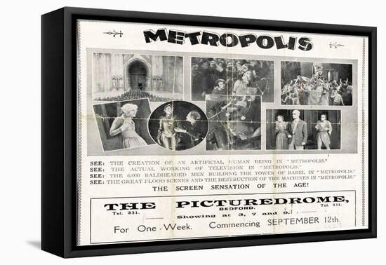 Metropolis, UK Movie Poster, 1926-null-Framed Stretched Canvas