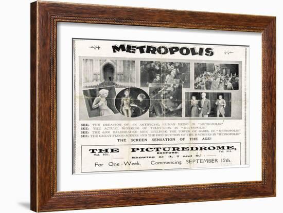 Metropolis, UK Movie Poster, 1926-null-Framed Art Print