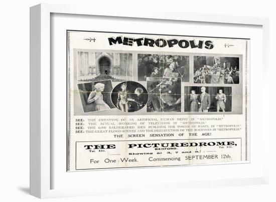 Metropolis, UK Movie Poster, 1926-null-Framed Art Print