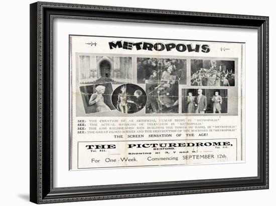 Metropolis, UK Movie Poster, 1926-null-Framed Art Print