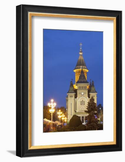 Metropolitan Cathedral in Piata Victoriei at Dusk, Timisoara, Banat, Romania, Europe-Ian Trower-Framed Photographic Print
