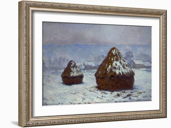 Meules, effet de neige, 1891-Claude Monet-Framed Giclee Print