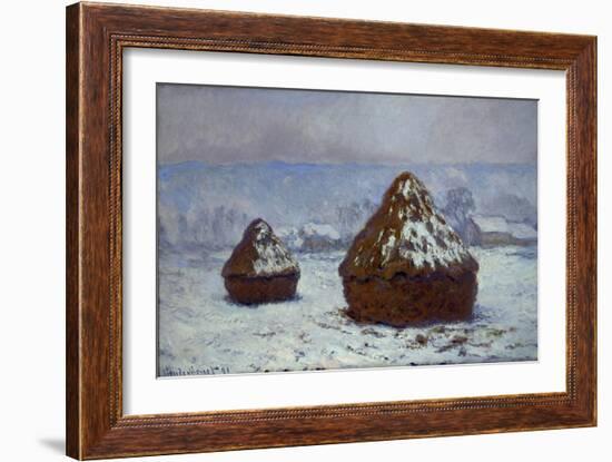 Meules, effet de neige, 1891-Claude Monet-Framed Giclee Print