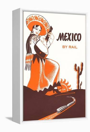 Mexcio by Rail, Senorita with Guitar-null-Framed Stretched Canvas