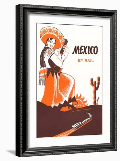 Mexcio by Rail, Senorita with Guitar-null-Framed Art Print