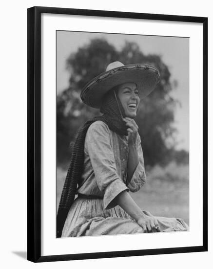 Mexican Actress Maria Felix on Set in Costume for New Picture "Juana Gallo" Reflected in a Mirror-Allan Grant-Framed Premium Photographic Print