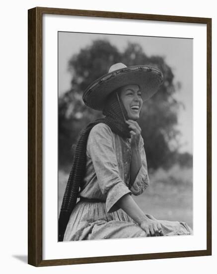 Mexican Actress Maria Felix on Set in Costume for New Picture "Juana Gallo" Reflected in a Mirror-Allan Grant-Framed Premium Photographic Print