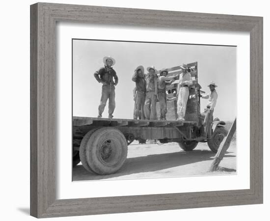 Mexican agricultural workers leave for the melon fields, Imperial Valley, California, 1935-Dorothea Lange-Framed Photographic Print